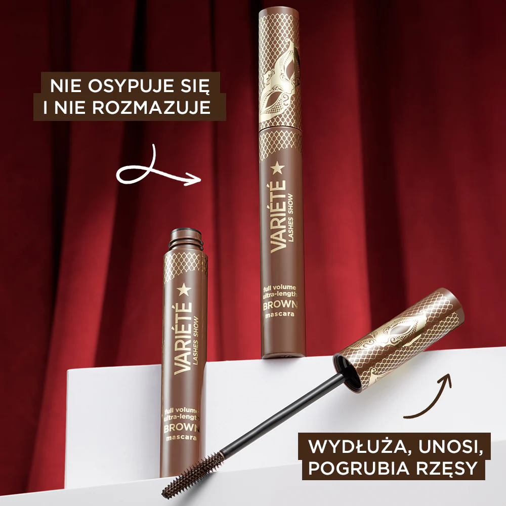 Tusz do rzęs zwiększający objętość i wydłużający, brązowy - Image 3