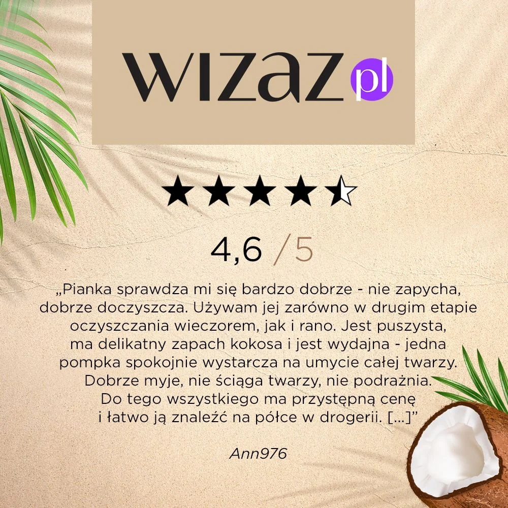 Delikatna kokosowa pianka do mycia twarzy - Image 5