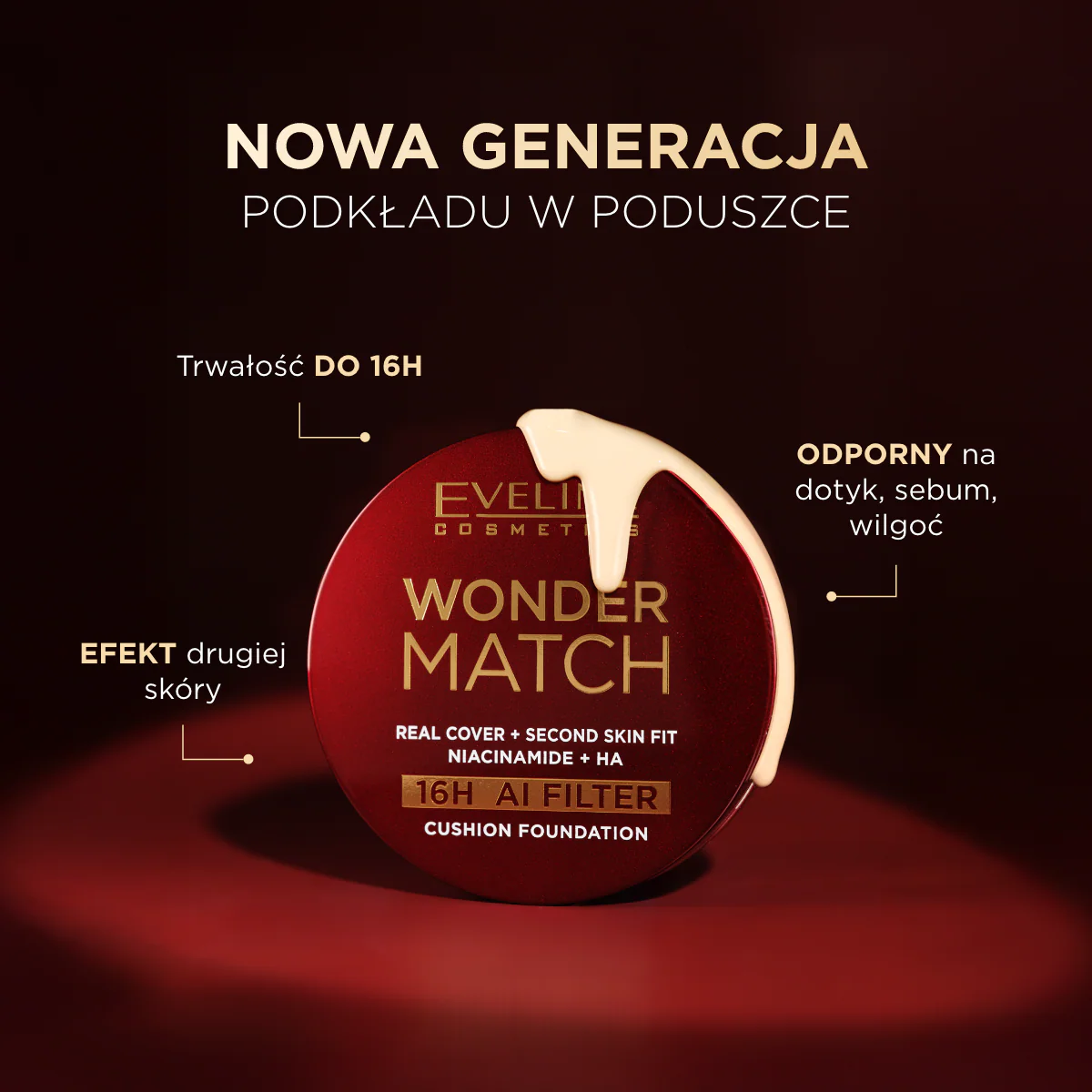 Kryjący podkład cushion z niacynamidem i kwasem hialuronowym - Image 3